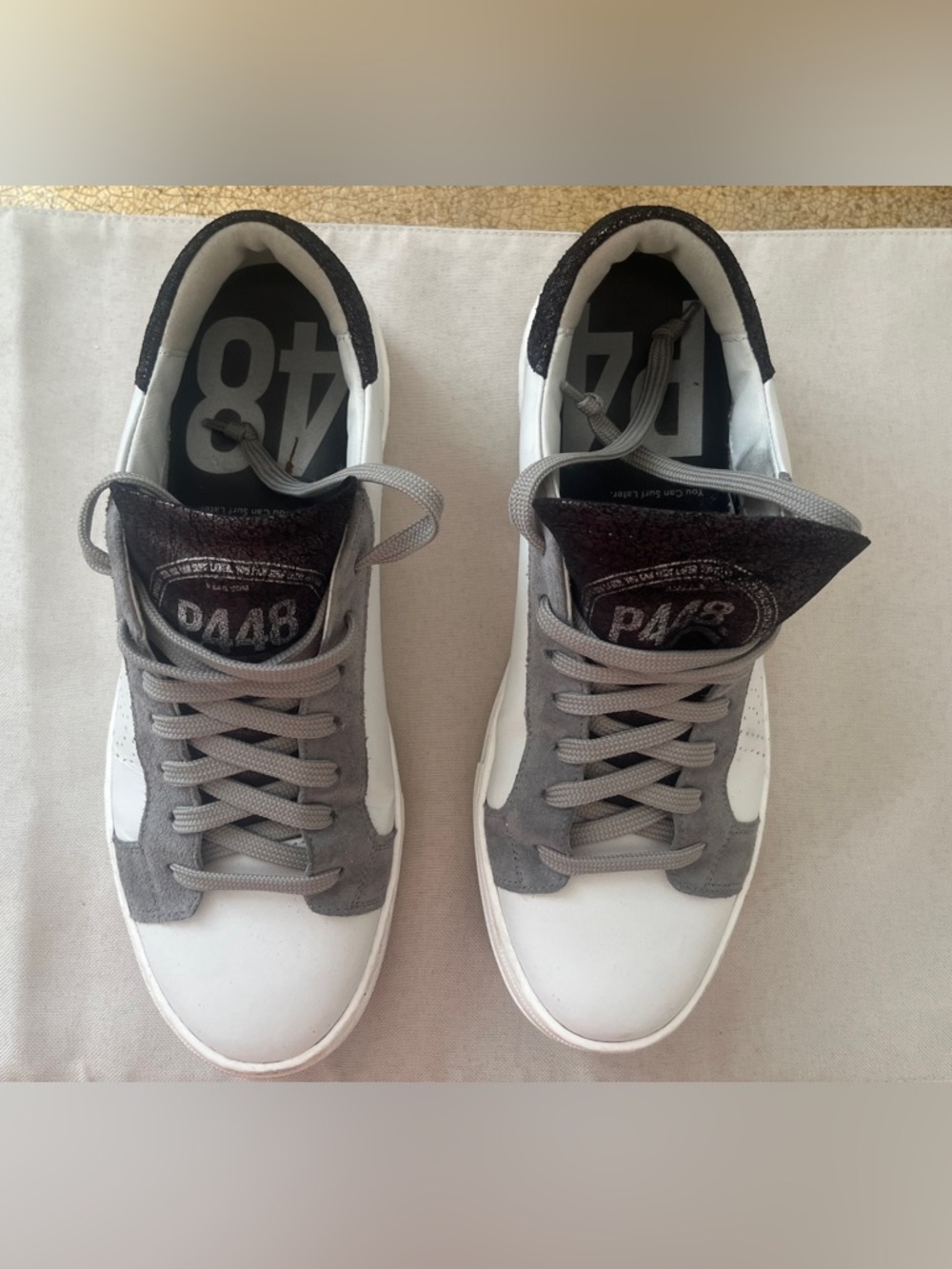 Women’s P448 Black-Silver- You Can Surf Later Sneakers- Size 41/10